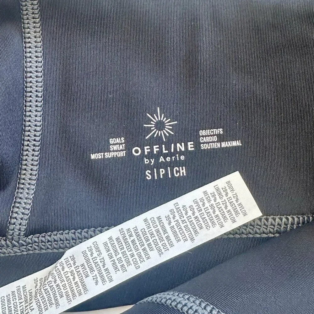 NWT Offline by Aerie Black with Gray Stitching Goals Padded Sports Bra - Size: S - Picture 3 of 7